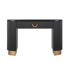 Modern Console Table with Storage Drawer, Entryway Table  with Vertical Ribbed Design and Gold Accents for Hallway or Living Room - Panipeachy - 1 of 4