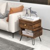 Tangkula Nightstands Set of 2 w/Storage Drawer Open Shelf Mid Century End Tables Walnut - 2 of 4