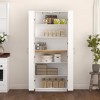 Vynxaria Kitchen Pantry Cabinet White Storage Cabinet Food Pantry with Doors and Adjustable Shelves Freestanding Buffet Cupboards - 4 of 4