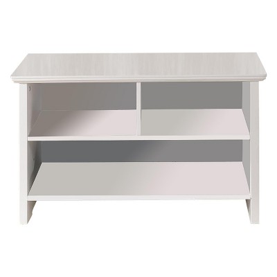 White Wood 3-Shelf Shoe Storage Bench