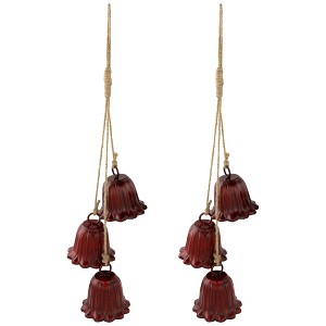 Northlight Fluted Bells Trio Christmas Decorations - 20" - Red - Set of 2 - 1 of 4