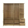 3 Door Wooden Storage Wardrobe for Dedroom with Shelves and 2 Drawers, Side Storage Shelves,Nature - 4 of 4