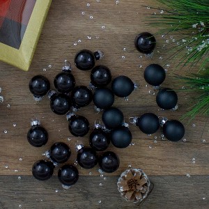 Northlight Shiny and Matte Glass Ball Christmas Ornaments - 1" (25mm) - Black - 24ct - 1 of 4