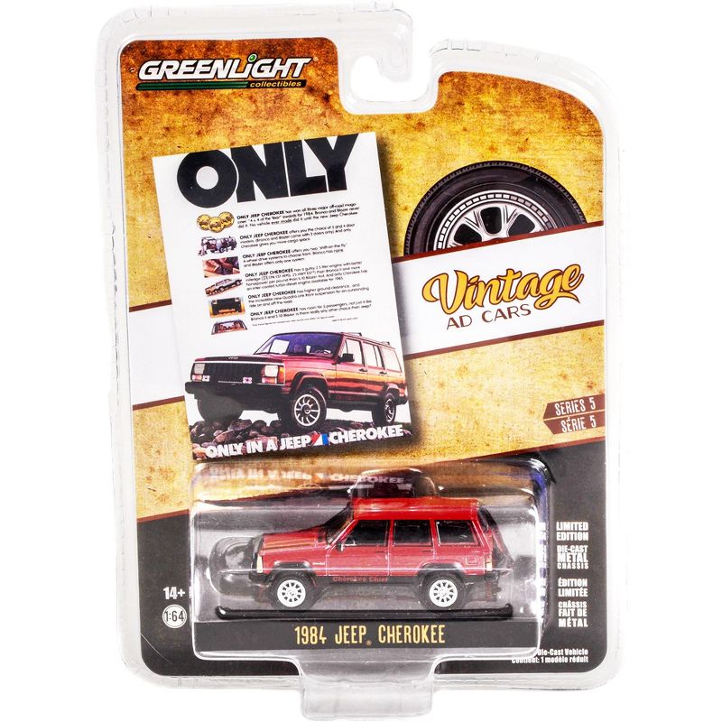 1984 Jeep Cherokee Chief Red with Black Stripes "Vintage Ad Cars" Series 5 1/64 Diecast Model Car by Greenlight, 3 of 4
