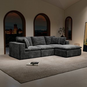 108.3'' Plush Corduroy Modular Sectional Sofa with 4PC Free Combination and Chaise, No-Assembly Design - 1 of 4