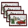 Vintage Christmas Tree Farm Holiday Placemat, Set of 4 - Red/Green - 13x19 - Elrene Home Fashions - 2 of 3