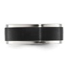 Black Bow Jewelry Men's 8mm Stainless Steel Two Tone Ridged Edge Standard Fit Band - 3 of 4