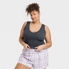 Women's Lace Trim Ribbed Pajama Tank Top - Colsie™ - 2 of 3