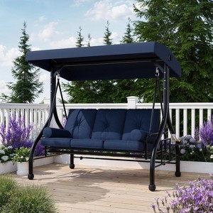 LinTimes Outdoor 3-Seat Swing Adjustable Sunshade 800 lb Sturdy
