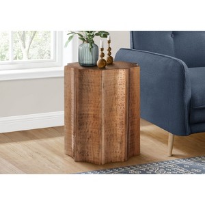 FONTOI Scalloped Side Table, Bedside Table with Hammered Texture, Nightstand for Living Room, Bedroom, No assembly Required, Copper, 20"*22"*20" - 1 of 4