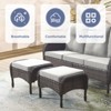POCASSY Outdoor Ottomans Set of 2 with Cushion, Brown Wicker Patio Footrest with All Weather Wicker Rattan - 2 of 4