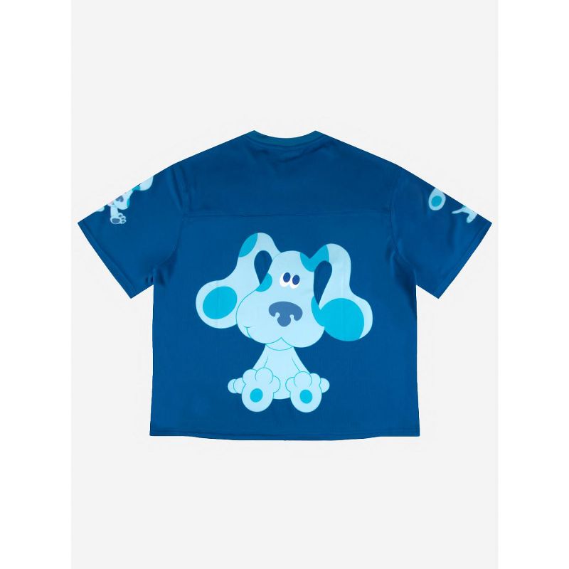 Blue's Clues Paw Print Logo & Blue Character Art Crew Neck Short Sleeve Blue Mesh Jersey, 2 of 7