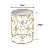 Chic Modern Drum Side Table with Gold Metal Frame and Mirror Top - 4 of 4