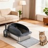 FONTOI Enclosed Stainless Steel Litter Box with High Sides Scoop Mat Large Cat Litter Pan with Lid for Big Cats, Dark Grey 23.6"* 15.7"*11.8" - 2 of 4