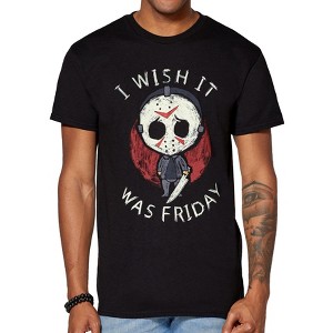 Seven Times Six Friday The 13TH Shirt Men's Jason Voorhees Chibi Short Sleeve Graphic Tee Black - 1 of 4