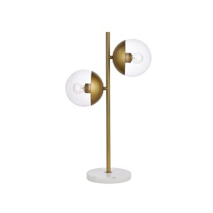 Elegant Lighting Eclipse 2 Lights Brass Table Lamp With Clear Glass - 1 of 4