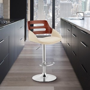 Armen Living Karter Adjustible Bar Stool Cream and Walnut - 1 of 4
