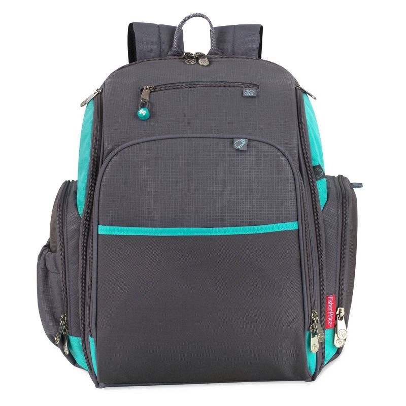 Fisher-Price Kaden Backpack Diaper Bag - Aqua/Gray, 2 of 10