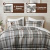 Queen Duvet Cover Set, Plaid Classic Cabin Lodge, Lightweight All Season, Tan/Gray Set of 3 - 4 of 4