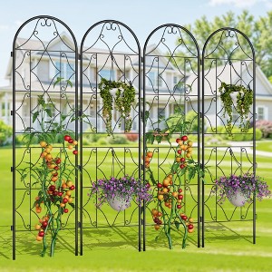 Garden Trellis for Climbing Plants 2 PCS,75 x 20 Inch Metal Trellis metel Fence Rustproof Black Powder Coated Outdoor for Supporting Climbing Plants - 1 of 4