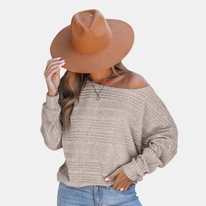 Women's Chic Striped Off-Shoulder Knitted Shirt - Cupshe - 1 of 4