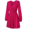 Coolmee Women's Dresses Wrap V-Neck Casual Ruffle Long Sleeve A-Line Mini Dress - 2 of 4