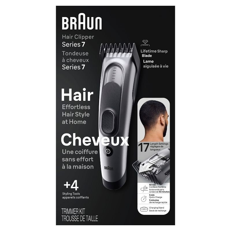 Braun&#160;Series 7 HC7390 Men&#39;s Rechargeable 17-Setting Hair&#160;Clipper + 2 Attachment Combs, 1 of 11