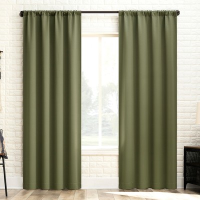 40"x84" Sun Zero Blackout Bergen Rod Pocket Curtain Panel Sage Green: Energy Efficient, Noise Reduction, Thermal Insulated