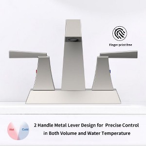 Brushed Nickel 2-Handle Centerset Faucet, 4-Inch, with Pop-Up Drain for Modern Baths - 1 of 4