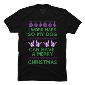 Men's Design By Humans Dog Christmas By AmberDawn888 T-Shirt - 1 of 4