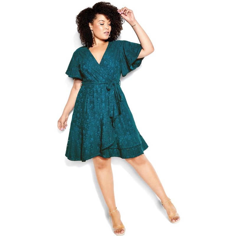 Women's Plus Size Sweet Love Lace Dress - teal | CITY CHIC, 2 of 7