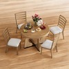 5-Piece Round Extendable Dining Table Set for 4 with Unique Geometric Base & Upholstered Chairs, 5-Piece Retro Dining Set for Kitchen & Dining Room - 3 of 4
