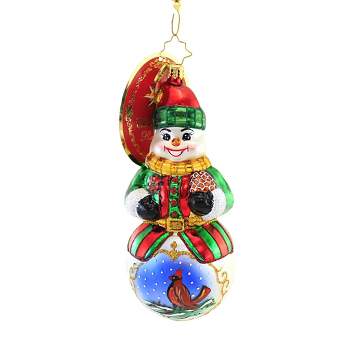 Christopher Radko Guardian Of The Forest  -  One Ornament 6.0 Inches -  Snowman Christmas Ornament  -  1021300  -  Glass  -  Multicolored