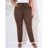 Womens Plus Size Stretch Work Pants Elastic Waist Business Casual Pants with Pockets Pencil Leg Dress Pants Brown 5XL - 2 of 4