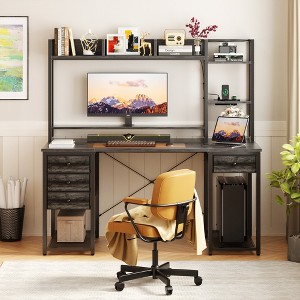 Aheaplus Computer Desk with Outlet & Hutch - 1 of 4