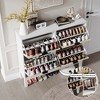 4 Flip Drawers Modern Fluted Shoe Cabinet， Narrow Shoe Storage Cabinet, - 3 of 4