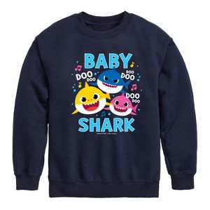 Boys' - Baby Shark - Baby Shark Family Doo Doo Doo Graphic Long Sleeve Fleece Sweatshirt - 1 of 4