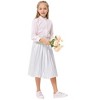 Kids Solid Pleated Skirt Below the Knee Girls Satin Skirts - 4 of 4