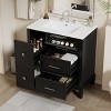 30 Inch Black Bathroom Vanity with Ceramic Sink, Modern Bathroom Sink Cabinet with Flip-Out Drawer Design - 2 of 4