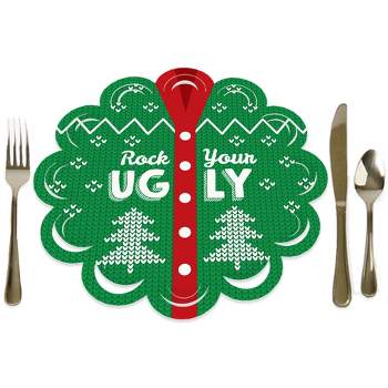 Big Dot of Happiness Ugly Sweater - Holiday and Christmas Party Round Table Decorations - Paper Chargers - Place Setting For 12