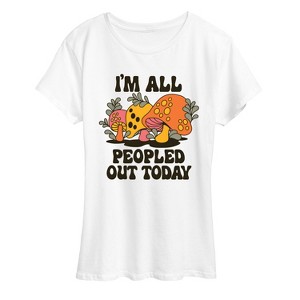 Women's - Instant Message - I'm All Peopled Out Today Mushrooms Short Sleeve Graphic T-Shirt - 1 of 4