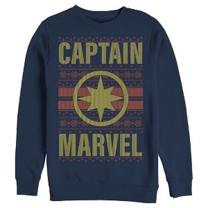 Men's Marvel Ugly Christmas Captain Marvel Sweatshirt - 1 of 3