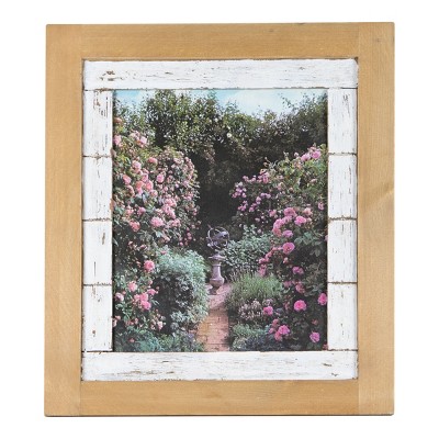 Distressed White Slatted 8x10 Inch Wood Decorative Picture Frame - Foreside Home & Garden