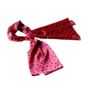 Slickblue Lovely Deep Pink Bow & Heart Blossom Silk Scarf- Lightweight, Soft & Stylish Women's Accessory, 2 Size Options - 1 of 3