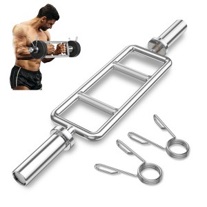 Costway 33 Inch Olympic Triceps Bar w/ Knurled Handles for Squats Deadlifts Shrugs - 1 of 4