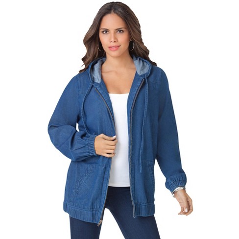 Roaman's Women's Plus Size Zip-up Kate Hoodie, 40 W - Medium Wash : Target