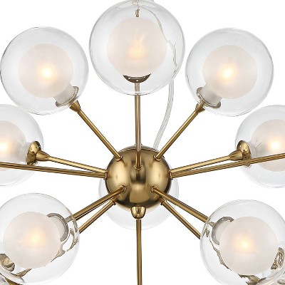 Antique Brass 30" Sputnik Chandelier with Frosted Glass Shades