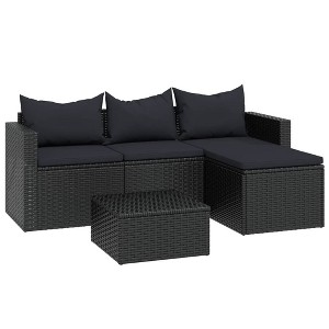 vidaXL Patio Lounge Set 3 Piece Set Black PE rattan Large - 1 of 4