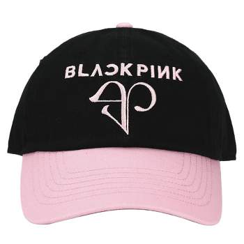 Blackpink Embroidered Logo Pink And Black Cuffed Knitted Beanie