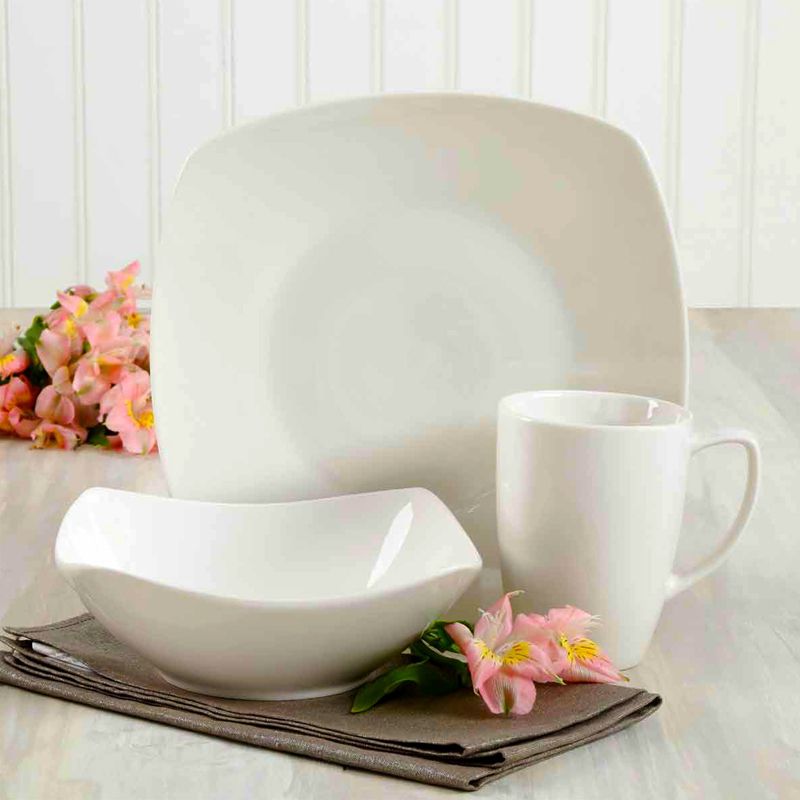 Zen Buffetware 12 pc Dinnerware Set - Square - White - Fine Ceramic - GBX, 4 of 6